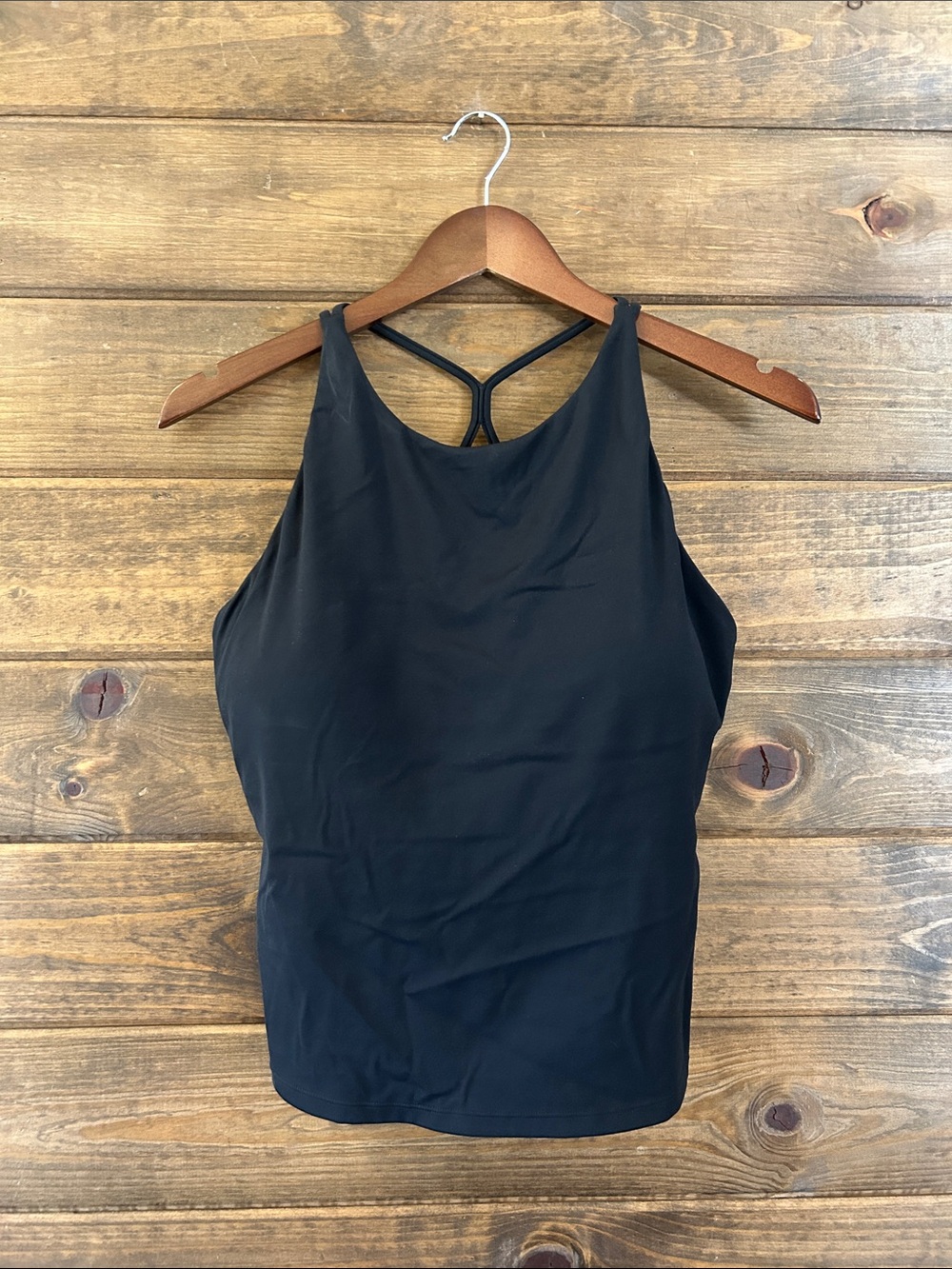 Women's Black High-Neck Strappy-back active Top